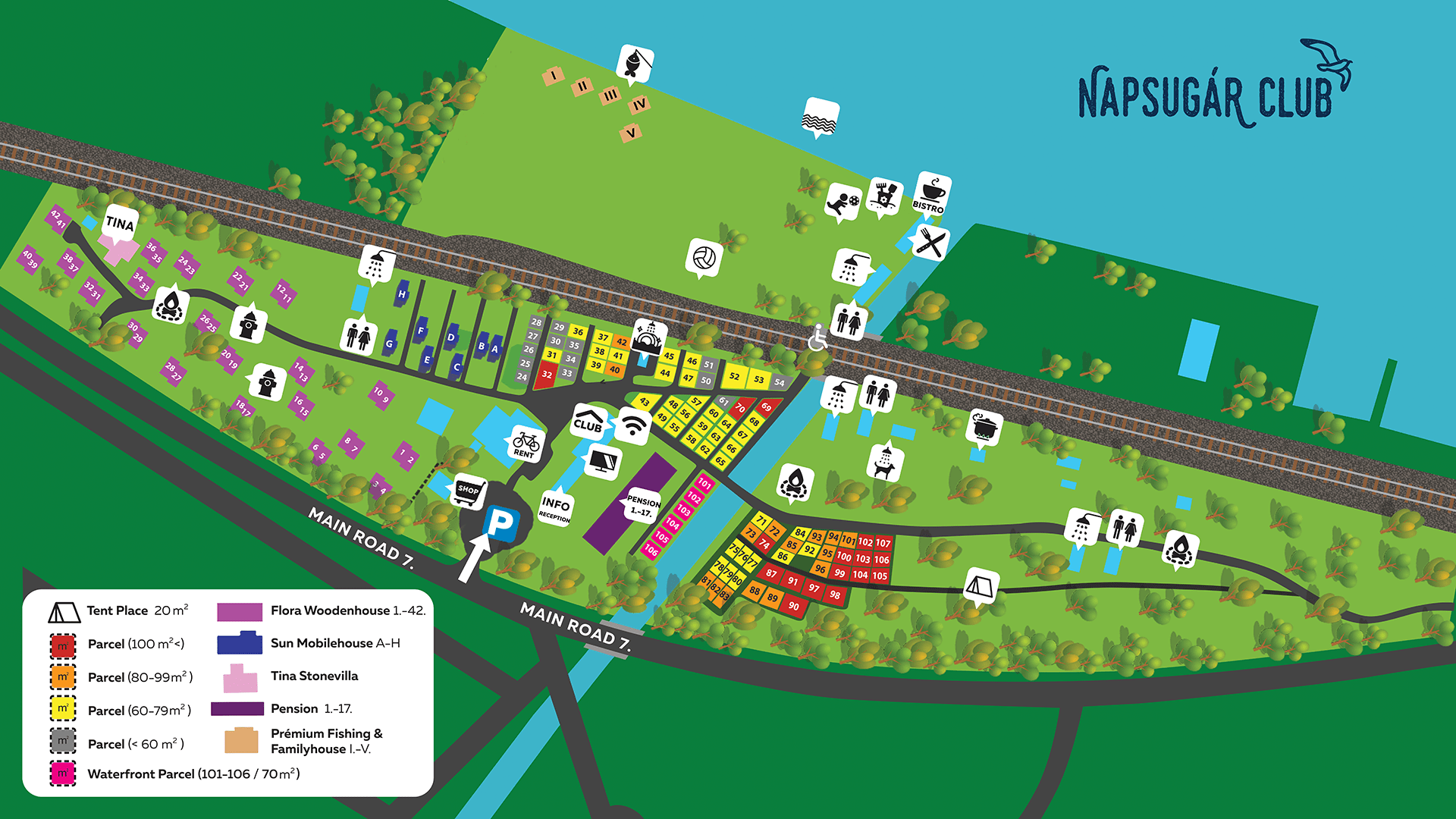 Napsugár Club - Locations in the camping area